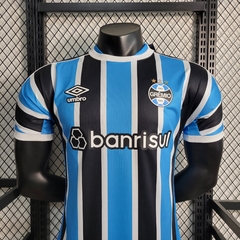 Camisa Grêmio I 23/24 - Masculino Jogador - Azul, Preto e Branco - comprar online