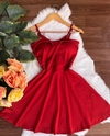 Vestido boneca rodado alça alcinha vermelho