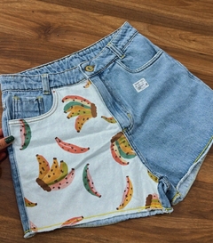 Short jeans com estampa de bananas - Dalia Rosada