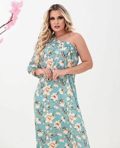 Vestido maxi midi mula manca uma manga só florido floral na internet