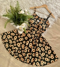 Vestido boneca rodado babado flores girassol - comprar online