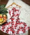 Vestido boneca rodado alça tiras orquídea