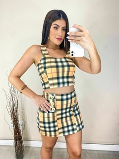 Conjunto cropped e short saia inspiração xadrez - comprar online