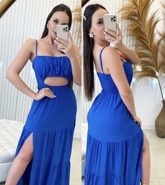 Vestido longo com fenda e abertura frontal - Dalia Rosada