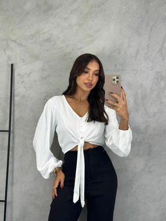 Cropped camisa amarração - Dalia Rosada