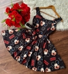 Vestido boneca rodado cinto faixa preto mickey