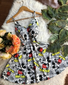 Vestido boneca decote nuvem adulto disney mickey minnie