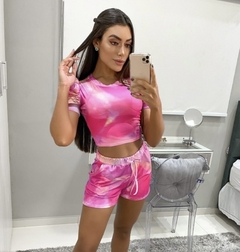 Conjunto cropped e short tie dye - comprar online