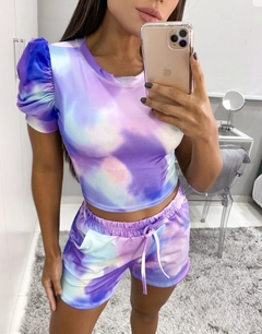 Conjunto cropped e short tie dye - loja online