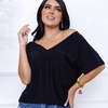 Blusa blusinha decote V ombro caído