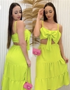 Conjunto cropped laço e saia maxi midi verde lima