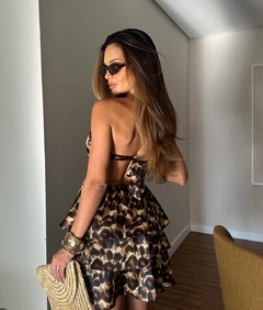 Vestido curto babados animal print onça oncinha na internet