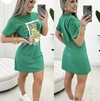 Vestido camisetão estampado cores