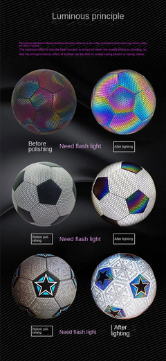 Balón de fútbol reflectante holográfico, balones que brillan en la oscuridad, en internet