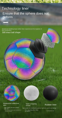 Balón de fútbol reflectante holográfico, balones que brillan en la oscuridad, - comprar en línea