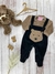 Macacão Longo Bebê Detalhe Bordado Urso Ursinho - Charmosinhos da Mamãe