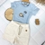 Conjunto Body curto e shorts Animais Safari Leão Balão