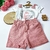 Conjunto Body curto e shorts Flamingo Flores e Lacinho