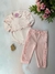 Imagem do Conjunto Body Rosa + Calça com Flores e Strass - 02 Peças