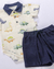 Conjunto Body curto e shorts Dino Dinossauros Aquarela