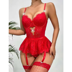 Conjunto de Lingerie Sexy feminino, sutiã Push Luxo Sem Meia