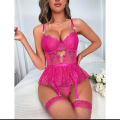 Conjunto de Lingerie Sexy feminino, sutiã Push Luxo