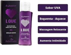 ÓLEO PARA MASSAGEM (BEIJÁVEL) HOT/ GEL COMESTÍVEL LOVE - 35ML - SOFISTICATTO - Sensação do Prazer Sex Shop Em Goiânia