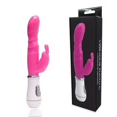 VIBRADOR FEMININO COM PLUG LATERAL THUMPER PONTO G COM 8 FUNÇÕES PILHA VIP MIX