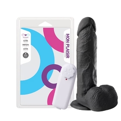 MON PLAISIR PRÓTESE MACIÇA COM ESCROTO E VIBRADOR EXTERNO 19 X 4,5 CM SOULSEX