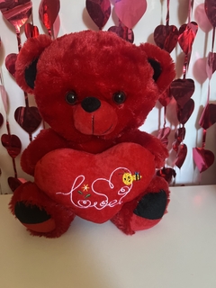 Urso de Pelucia Coração Vermelho Com voz de I Love You 21 cm