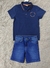 Conjunto infantil masculino com polo azul e bermuda jeans. VALENTINA MODA