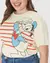 Camiseta Feminina Plus Size Listras Pato Donald Em Algodão Off White - Malwee - comprar online