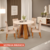 Mesa de Jantar Celeste Redonda 103cm com 4 Cadeiras - Off White/Freijó - comprar online