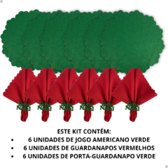 Imagem do Kit de Natal - Jogo Americano + Anel de Guardanapo + Guardanapo