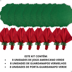 Kit de Natal - Jogo Americano + Anel de Guardanapo + Guardanapo