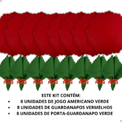 Kit de Natal - Jogo Americano + Anel de Guardanapo + Guardanapo - DeCorações