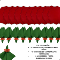 Kit de Natal - Jogo Americano + Anel de Guardanapo + Guardanapo - loja online