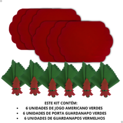 Kit de Natal Feltro - Jogo Americano + Porta Talher + Guardanapo - DeCorações