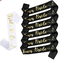 set de 7 bandas de satin Bride y team Bride