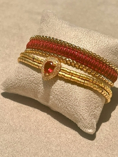 PULSEIRA CORRENTE E FIO VERMELHO - Lu Romano Acessórios