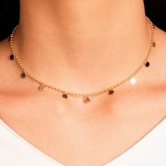 CHOKER BOLINHAS CHAPAS LISAS DOURADO - Lu Romano Acessórios