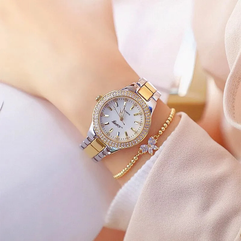 relógio Feminino Dourado de Pulso Relógio de Mulher Dourado Brilho