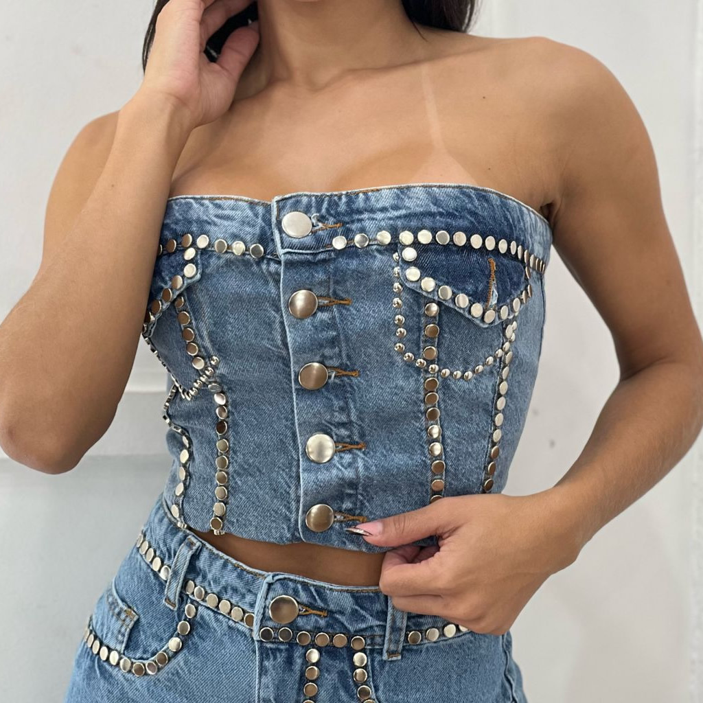 Cropped Jeans Botões