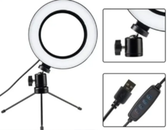 Ring Light Led Mesa Iluminador Pequeno Tripé 6 Polegadas 16cm na internet