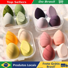 Kit 4 Esponjas Fofinhas Coloridas Cosmética Profissional Para Maquiagem - comprar online