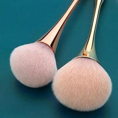 Pincel Largo Ouro Rosa para Base Pó Blush Ferramenta de Maquiagem Profissional