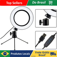 Ring Light Led Mesa Iluminador Pequeno Tripé 6 Polegadas 16cm - loja online