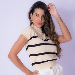 Blusa Modal Gola Elevada Listras - loja online