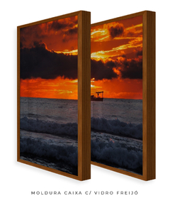 Dupla Quadro Barco Amanhecer Santinho - Be decorart | Quadros Online