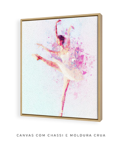 Quadro Aquarela Bailarina Rosa Quadrado